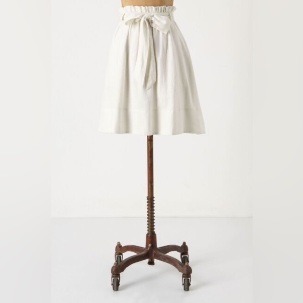 Anthropologie Cloudless Skies Paperbag Linen Cotton Bow Tie Skirt Odille size 0